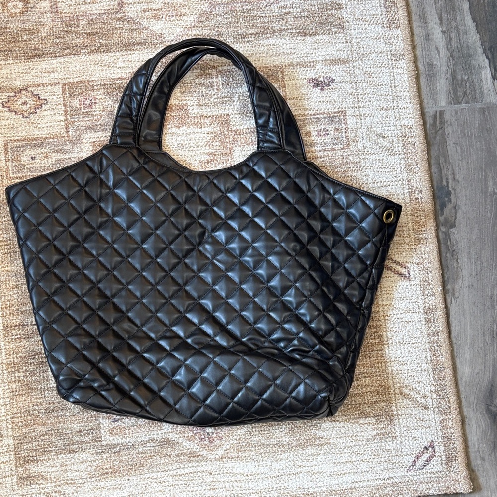 Quilted Black Tote Bag - Classic Women's Handbag